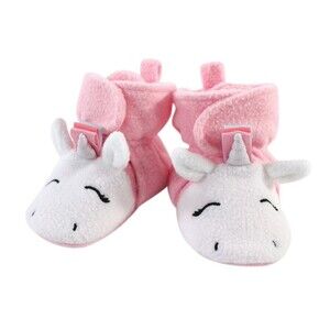 Cloud Island Baby Girl Unicorn Fleece Booties Pink White 3-6 Months